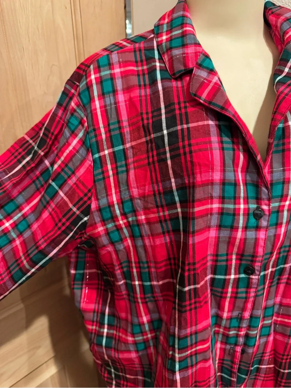 Victoria’s Secret tartan Red Green Plaid Pajama Set Holiday Sleepwear Sz XL